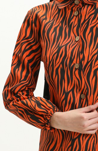 Gemusterte Tunika mit Knöpfen 11127-01 Orange 11127-01