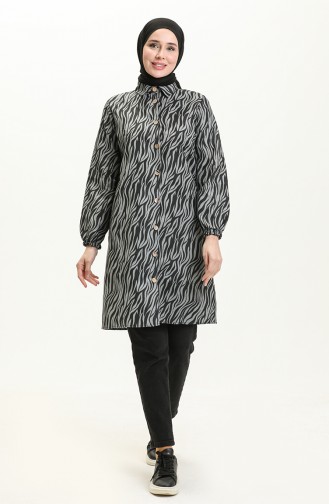 Gemusterte Tunika mit Knöpfen 11127-03 Grau 11127-03