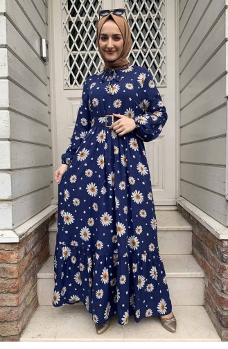 Dunkelblau Hijab Kleider 0238SGS.LCV