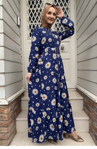 Dunkelblau Hijab Kleider 0238SGS.LCV