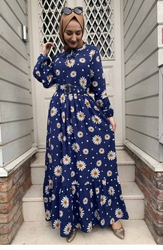 Dunkelblau Hijab Kleider 0238SGS.LCV