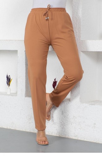 Bağcıklı Kadın Pantolon Taba