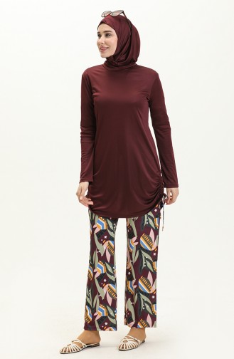 Shirred Hijab Burkini 2362-01 Claret Red 2362-01