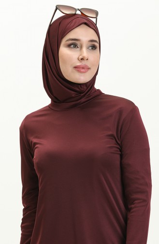 Geraffter Hijab-Badeanzug 2362-01 Burgunderrot 2362-01