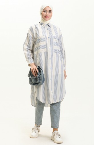 Striped Linen Tunic 24Y8866A-03 Blue 24Y8866A-03