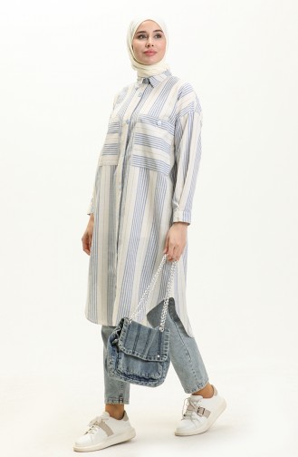 Striped Linen Tunic 24Y8866A-03 Blue 24Y8866A-03