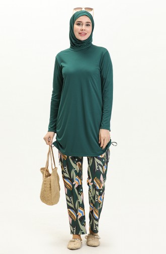 Geraffter Hijab-Badeanzug 2362-02 Petrol 2362-02