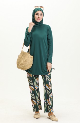 Geraffter Hijab-Badeanzug 2362-02 Petrol 2362-02
