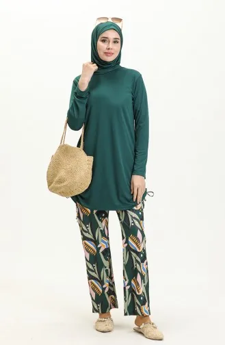 Geraffter Hijab-Badeanzug 2362-02 Petrol 2362-02