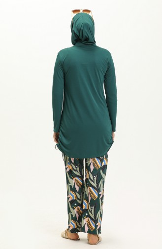 Geraffter Hijab-Badeanzug 2362-02 Petrol 2362-02