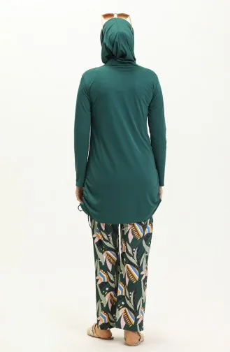 Geraffter Hijab-Badeanzug 2362-02 Petrol 2362-02