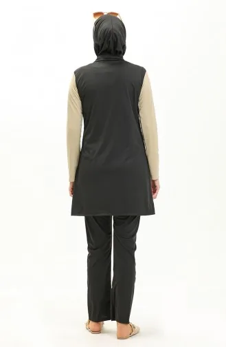 Maillot de Bain Hijab à Fermeture 2317-02 Pierre Noir 2317-02
