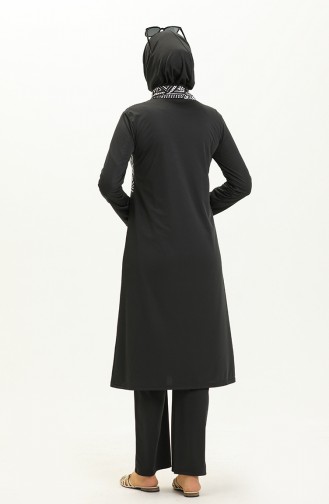 Gemusterter Hijab-Badeanzug 2313-01 Schwarz 2313-01