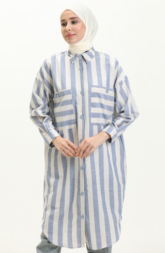 Gestreifte Leinen-Tunika 24Y8866-01 Marineblau 24Y8866-01