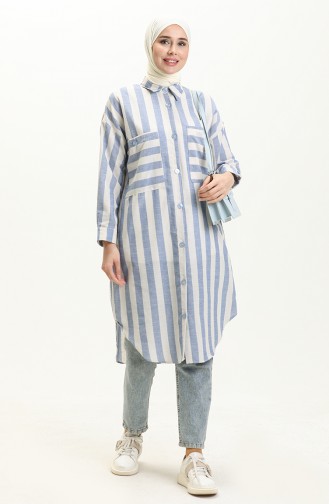 Gestreifte Leinen-Tunika 24Y8866-01 Marineblau 24Y8866-01