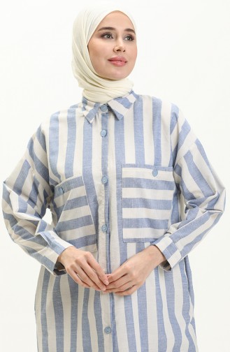 Gestreifte Leinen-Tunika 24Y8866-01 Marineblau 24Y8866-01