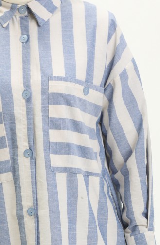 Gestreifte Leinen-Tunika 24Y8866-01 Marineblau 24Y8866-01