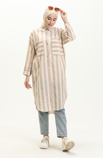 Striped Linen Tunic 24Y8866-05 Brown 24Y8866-05