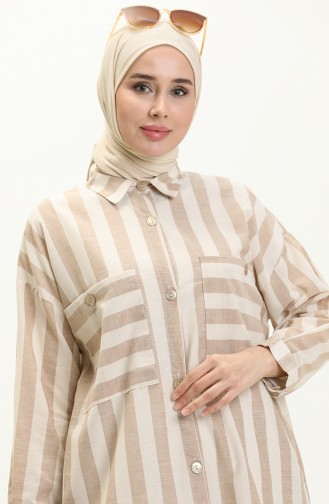 Striped Linen Tunic 24Y8866-05 Brown 24Y8866-05