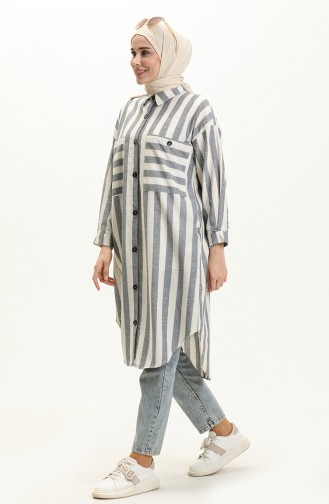 Striped Linen Tunic 24Y8866-07 Jeans Blue 24Y8866-07