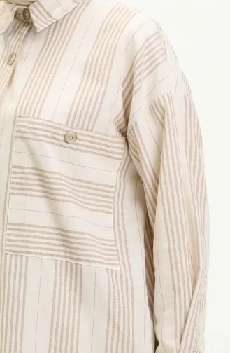 Striped Linen Tunic 24Y8866A-02 Milk Coffee   24Y8866A-02