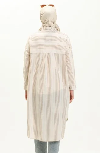 Striped Linen Tunic 24Y8866A-02 Milk Coffee   24Y8866A-02