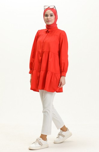 Geraffte Tunika 24Y8945-01 Rot 24Y8945-01