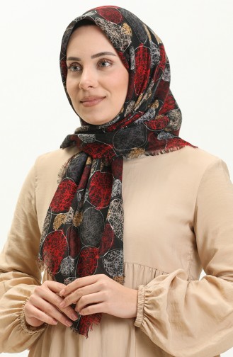 Printed Scarf 13221-01 Black Claret Red 13221-01