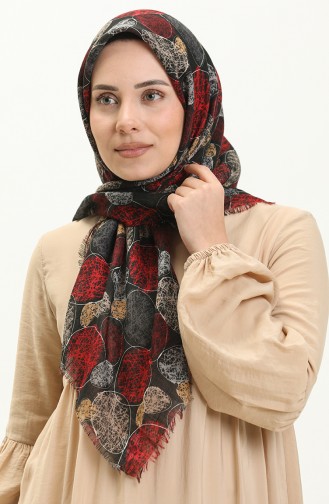 Printed Scarf 13221-01 Black Claret Red 13221-01