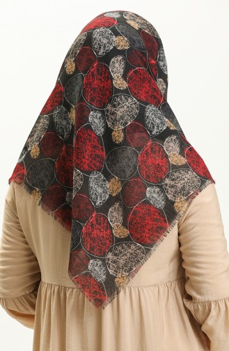 Printed Scarf 13221-01 Black Claret Red 13221-01