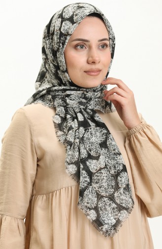 Printed Scarf 13221-02 Black Beige 13221-02