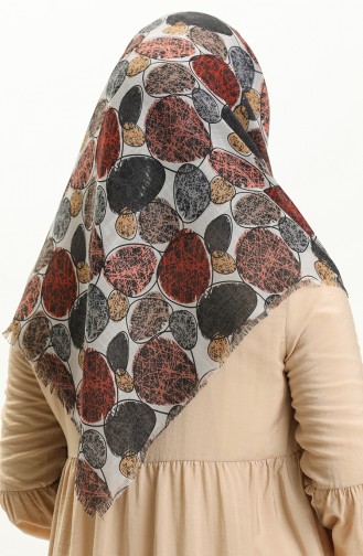 Printed Scarf 13221-04 Gray Brick Red 13221-04