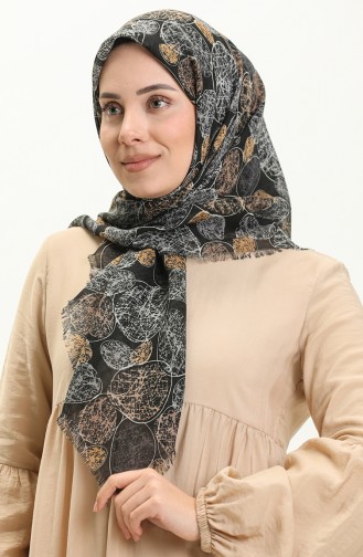 Printed Scarf 13221-07 Black Mustard 13221-07