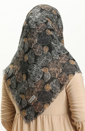 Printed Scarf 13221-07 Black Mustard 13221-07