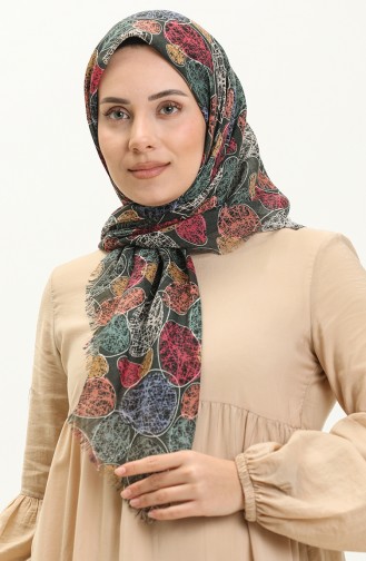 Printed Scarf 13221-14 Khaki Brick Red 13221-14