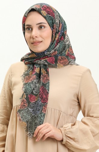 Printed Scarf 13221-14 Khaki Brick Red 13221-14