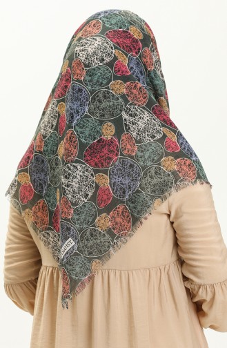 Printed Scarf 13221-14 Khaki Brick Red 13221-14