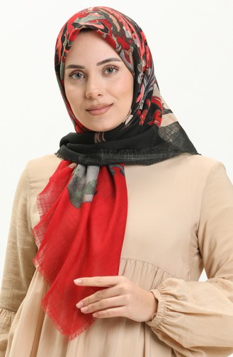 Printed Scarf 13222-09 Mink Claret Red 13222-09