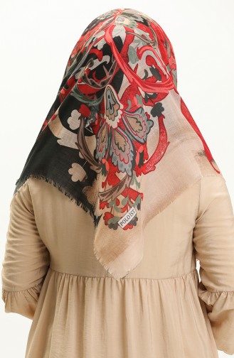 Printed Scarf 13222-09 Mink Claret Red 13222-09