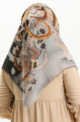 Printed Scarf 13222-14 Gray Black 13222-14