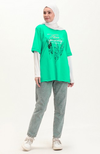 Bedrucktes Tshirt 2003-02 Grün 2003-02