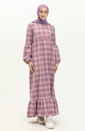 Plaid Ruffled Dress 1863-01 Lilac 1863-01