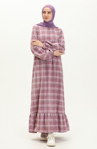 Plaid Ruffled Dress 1863-01 Lilac 1863-01