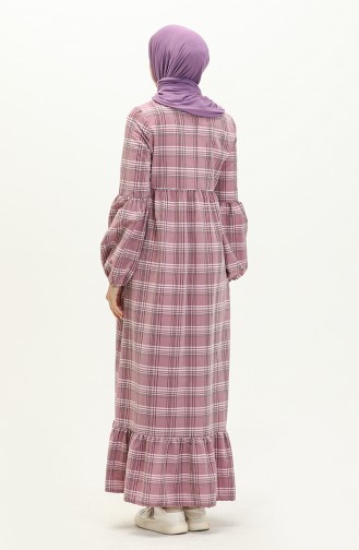 Gerafftes Kleid mit Karomuster 1863-01 Flieder 1863-01