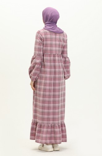 Plaid Ruffled Dress 1863-01 Lilac 1863-01