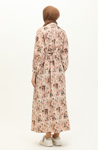 Printed Linen Dress 24Y8905A-03 Salmon 24Y8905A-03