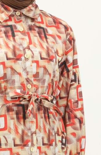 Printed Linen Dress 24Y8905A-05 Orange 24Y8905A-05