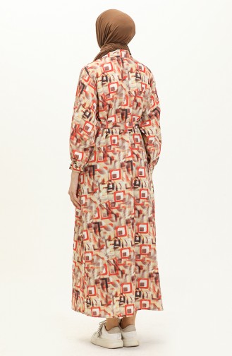 Printed Linen Dress 24Y8905A-05 Orange 24Y8905A-05