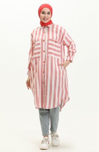 Striped Linen Tunic 24Y8866-03 Claret Red 24Y8866-03
