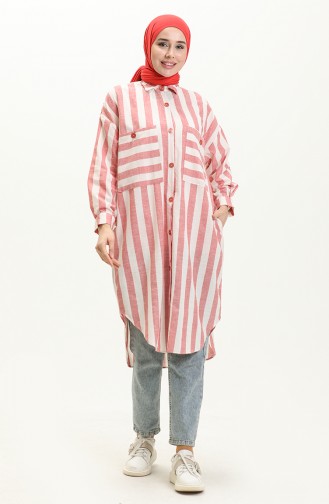 Striped Linen Tunic 24Y8866-03 Claret Red 24Y8866-03